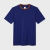 Paul Smith Cobalt Blue 'artist Stripe' Collar Cotton T-shirt In Blue