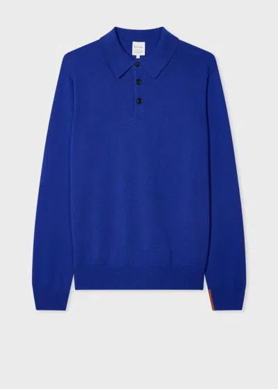 Paul Smith Cobalt Blue Cashmere Long-sleeve Polo Shirt