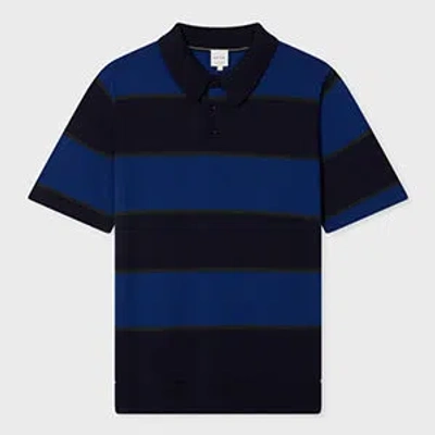 Paul Smith Cobalt Merino Wool Stripe Polo Blue