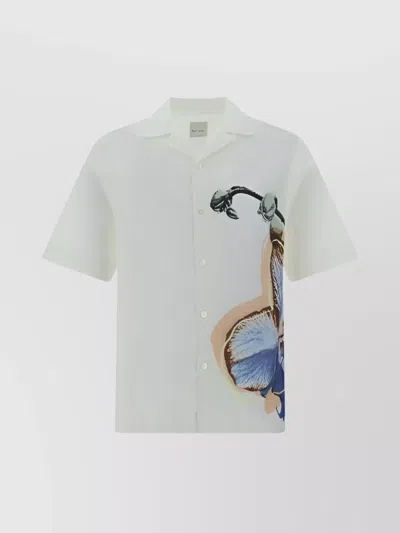 Paul Smith Collar Floral Graphic Print Short-sleeved Shirt In White
