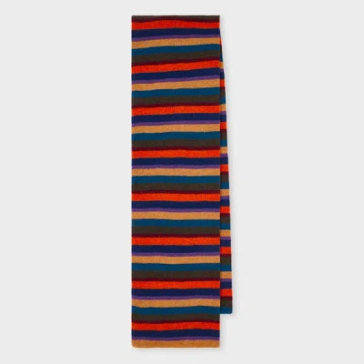 Paul Smith Colour Block Stripe Lambswool Scarf Red