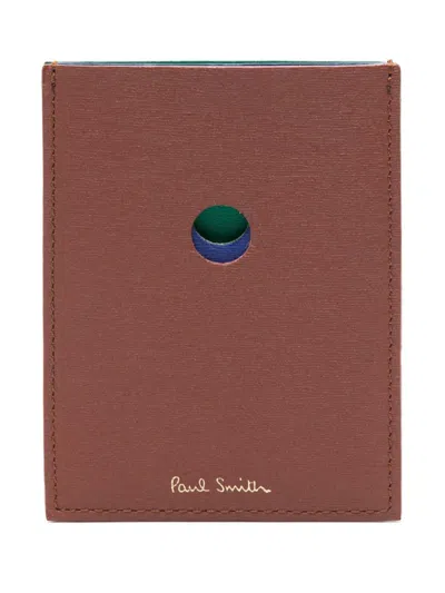 Paul Smith Colourblock Card Holder In Brown