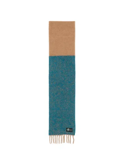 Paul Smith Colour-block Fringed Scarf In Blue