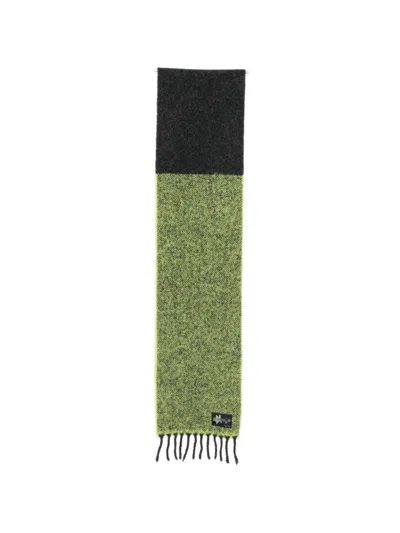 Paul Smith Colour-block Fringed Scarf In Green
