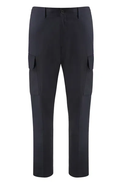 Paul Smith Comfortable Cotton Cargo Trousers In Blue