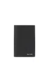 Paul Smith Signature Stripe-print Leather Cardholder In Black