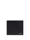 Paul Smith Logo Stamp Leather Bi-fold Wallet In Black