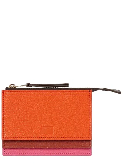 Paul Smith Concertina Leather Layered Card Holder In Orange