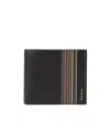 Paul Smith Black 'signature Stripe Block' Billfold And Coin Wallet In Black