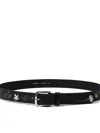 Paul Smith Black Contrast Floral Embroidery Belt