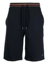 Paul Smith Logo-patch Cotton Shorts In Blue