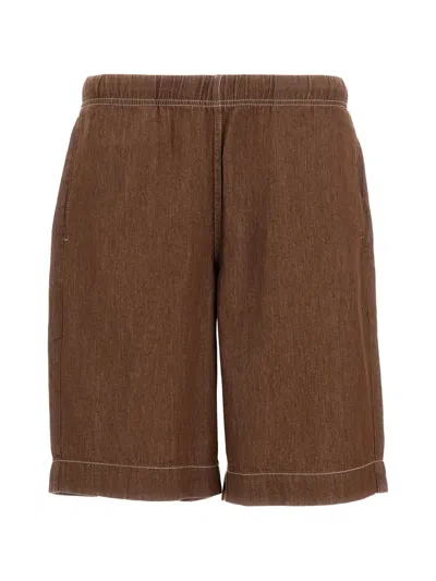 Paul Smith Contrast-stitch Elasticated-waist Shorts In Brown