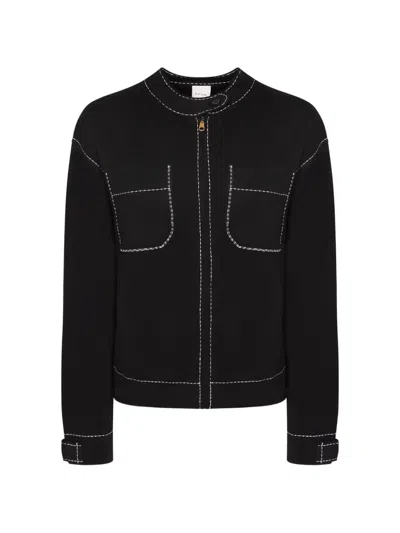 Paul Smith Contrast-stitch Zip-up Jacket In Black