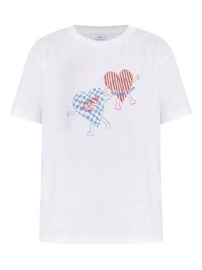 Paul Smith White Cool Hearts Cotton T-shirt