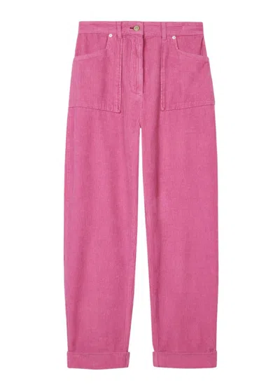 Paul Smith Corduroy Trousers With Barrel Leg Shape In Pink