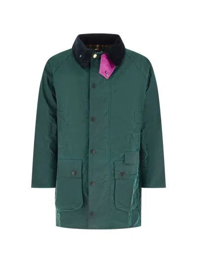 Paul Smith Corduroy-collar Raglan-sleeve Jacket In Green