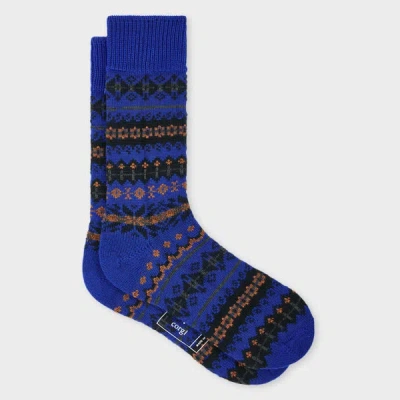 Paul Smith + Corgi - Blue Wool-blend Fair Isle Socks