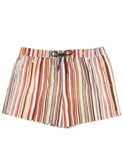 Paul Smith Painted Signature Stripe Recycled Polyester Swim Shorts In Multi