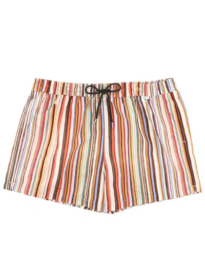 Paul Smith Painted Signature Stripe Recycled Polyester Swim Shorts In Multi