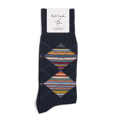 Paul Smith Cotton-blend Argyle Socks In Blue