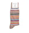 Paul Smith Cotton-blend Marl Stripe Socks In Brown