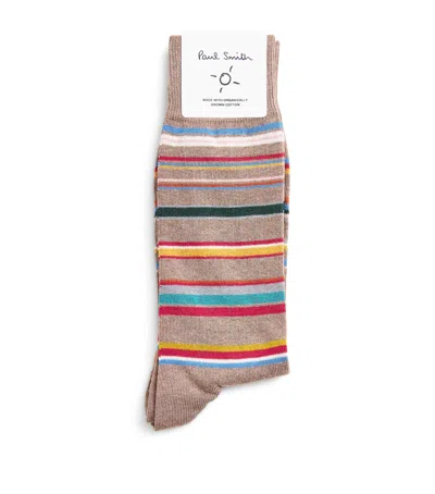 Paul Smith Cotton-blend Marl Stripe Socks In Brown