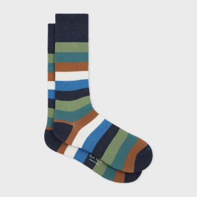 Paul Smith Cotton-blend Multicolour Stripe Socks Blue