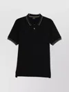 Paul Smith Cotton Blend Polo Shirt With Striped Collar In Black
