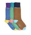 PAUL SMITH COTTON-BLEND SIGNATURE STRIPED SOCKS (PACK OF 3)