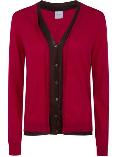 Paul Smith V Neck Cardigan In Red