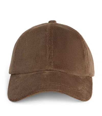 Paul Smith Cotton Corduroy Cap In Brown