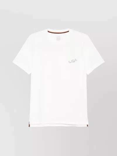 Paul Smith Cotton Crew Neck T-shirt With Side Slits In White