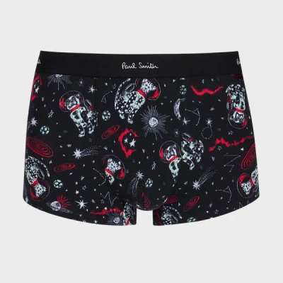 Paul Smith Cotton 'dogs In Space' Print Boxer Briefs Black