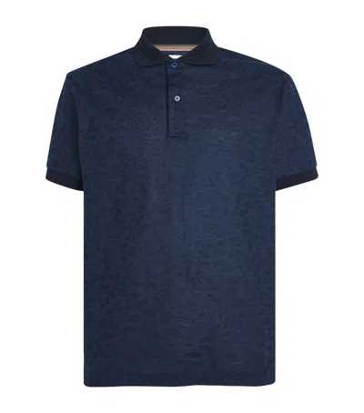 Paul Smith Cotton Leopard-jacquard Polo Shirt In Navy