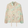 PAUL SMITH COTTON-LINEN 'PHOTOMONTAGE' PRINT FIELD JACKET GREEN