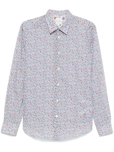 Paul Smith Cotton Long Sleeves Shirt With Floal Pattern In Multicolour