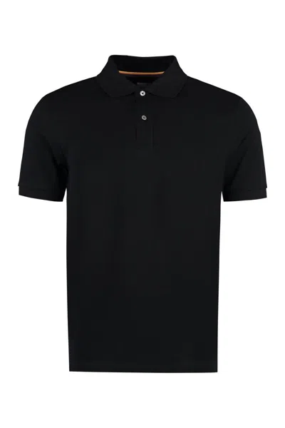 Paul Smith Navy Blue Cotton Polo Shirt In Black