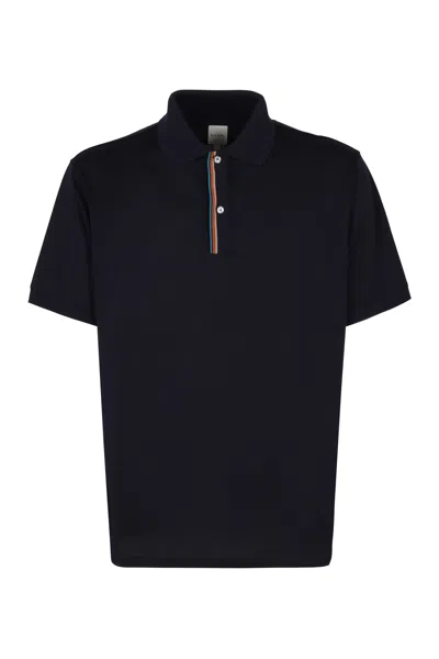 Paul Smith Men's Rainbow-stripe Navy Cotton Polo Shirt
