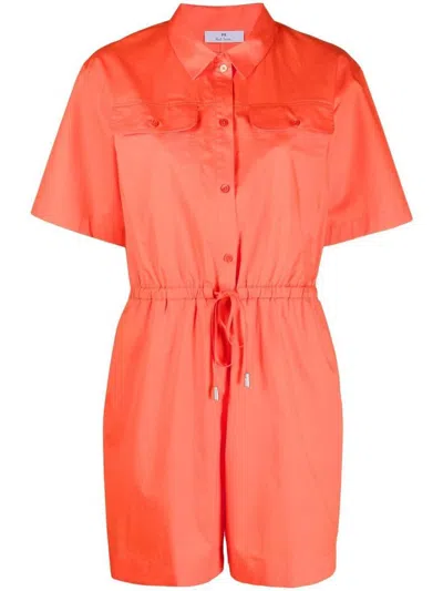 Paul Smith Cotton Playsuit In Orange
