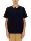 Paul Smith Relaxed Fit Cotton Polo With Striped Collar In Black