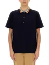 Paul Smith Relaxed Fit Cotton Polo With Striped Collar In Black