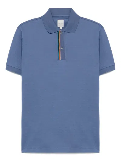 Paul Smith Dark Blue 'signature Stripe' Trim Polo Shirt
