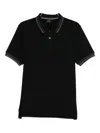 Paul Smith Cotton Blend Polo Shirt With Striped Collar In Black