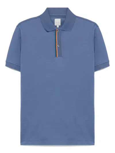 Paul Smith Dark Blue 'signature Stripe' Trim Polo Shirt