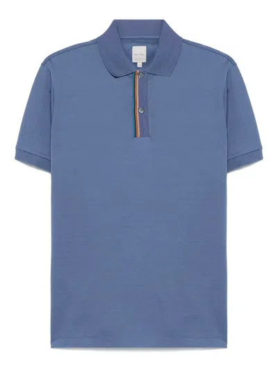 Paul Smith Dark Blue 'signature Stripe' Trim Polo Shirt