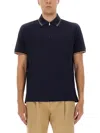 Paul Smith Cotton Polo Shirt With Zipper In Blue