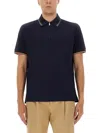 Paul Smith Cotton Polo Shirt With Zipper In Blue