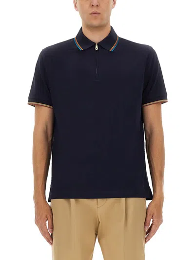 PAUL SMITH PAUL SMITH COTTON POLO SHIRT WITH ZIPPER