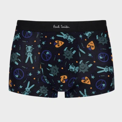 Paul Smith Cotton 'pop Bunny World' Print Boxer Briefs Blue