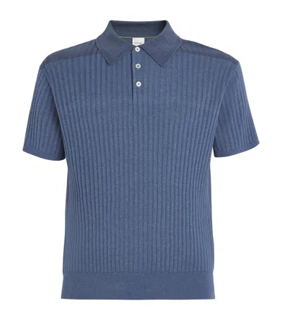 Paul Smith Cotton Rib-knit Polo Shirt In Navy